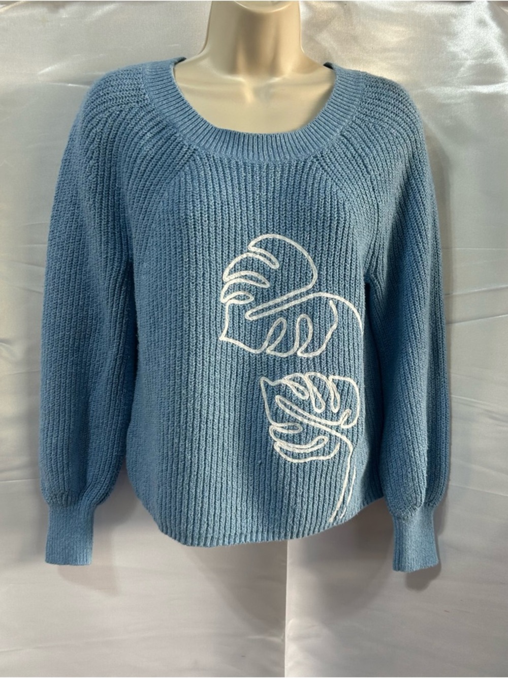 Tommy Bahama Breezy Beach Crewneck Cotton Sweater in Pool Blue | Size XS